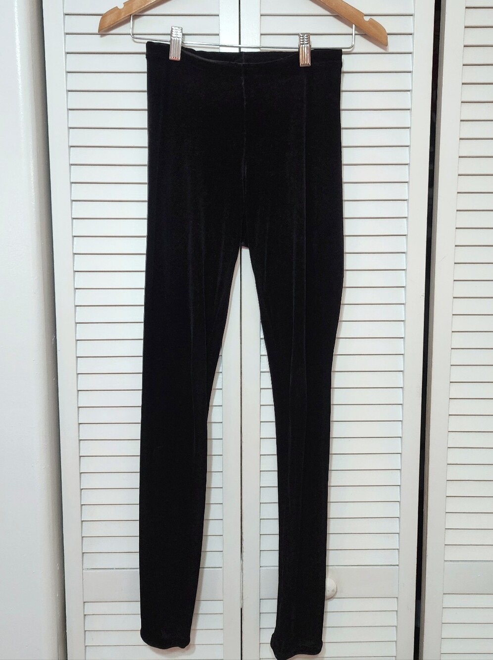 Women’s Black Velvet Leggings - Sleek Stretch Ponte